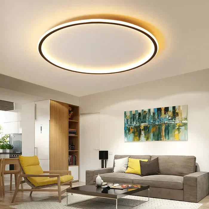 Scandinavian Round Ceiling Lamp - AuroraSphere-Natural White (no RC)-7.87 in Black-Nora Luxe