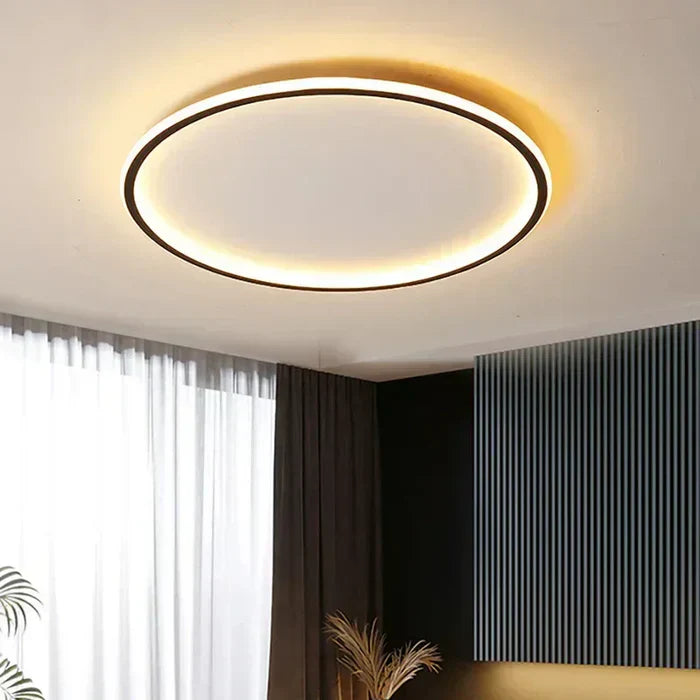 Scandinavian Round Ceiling Lamp - AuroraSphere-Natural White (no RC)-7.87 in Black-Nora Luxe
