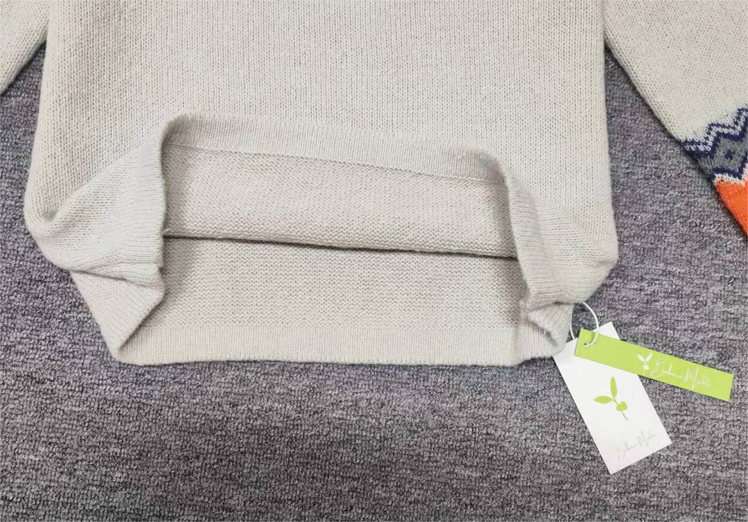 Scandinavian Trendy Sweater with Lively Pattern - NordicChic-S-Nora Luxe