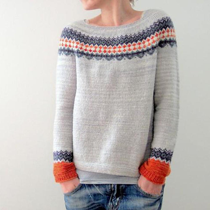 Scandinavian Trendy Sweater with Lively Pattern - NordicChic-S-Nora Luxe