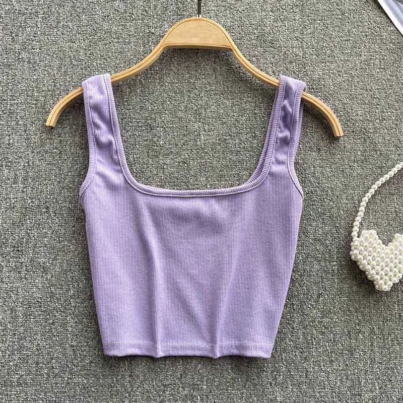 Seamless Cropped Tank Top in Solid Colour – Zayra-Purple-S-State of Style