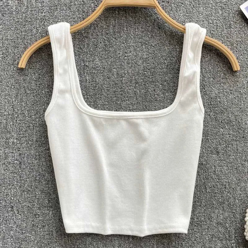 Seamless Cropped Tank Top in Solid Colour – Zayra-White-S-State of Style