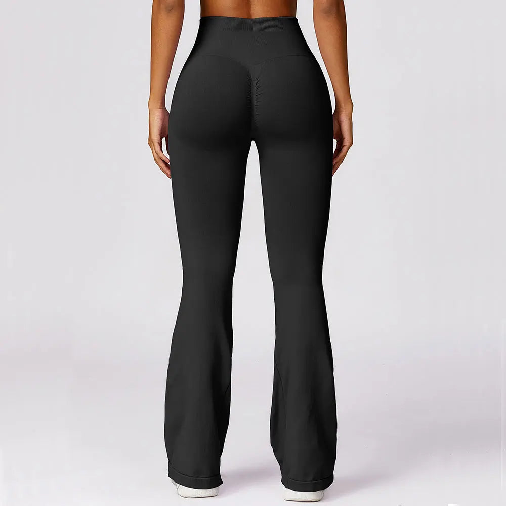 Seamless Flared Yoga Legging - Elara-Black-S-Nora Luxe