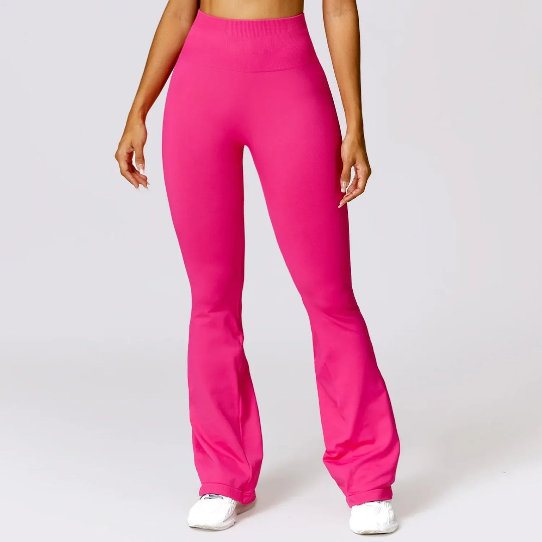 Seamless Flared Yoga Legging - Elara-Pink-S-Nora Luxe