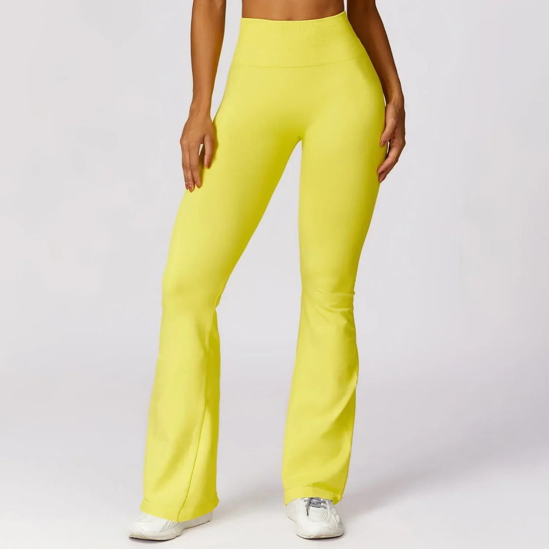 Seamless Flared Yoga Legging - Elara-Yellow-S-Nora Luxe