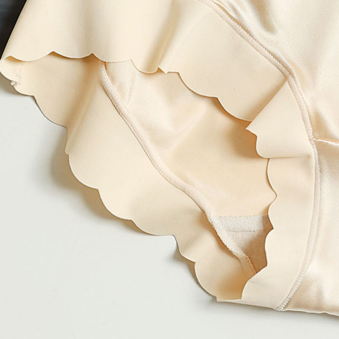 Seamless Satin Ladies' Briefs - Emliy-Beige-5+5 FREE! (10-Pack)-M (88 – 132 lbs)-Nora Luxe