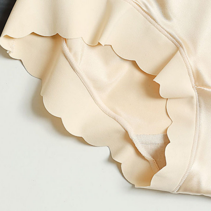 Seamless Satin Ladies' Briefs - Emliy-Beige-5+5 FREE! (10-Pack)-M (88 – 132 lbs)-Nora Luxe