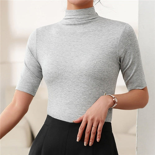 Seamless Women's Turtleneck with Slim Fit – Nina-Grey-XS-The Livary