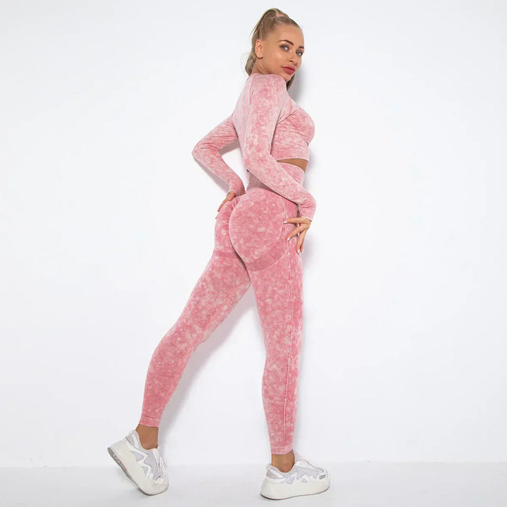 Seamless Women's Yoga Set with Cropped Top - Nova-Bordeaux Red-S-Nora Luxe