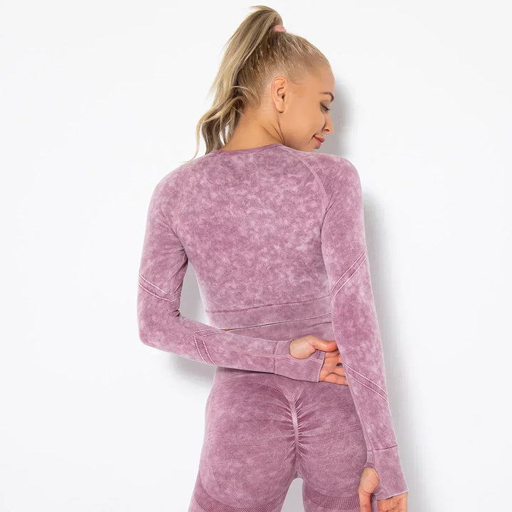 Seamless Women's Yoga Set with Cropped Top - Nova-Bordeaux Red-S-Nora Luxe