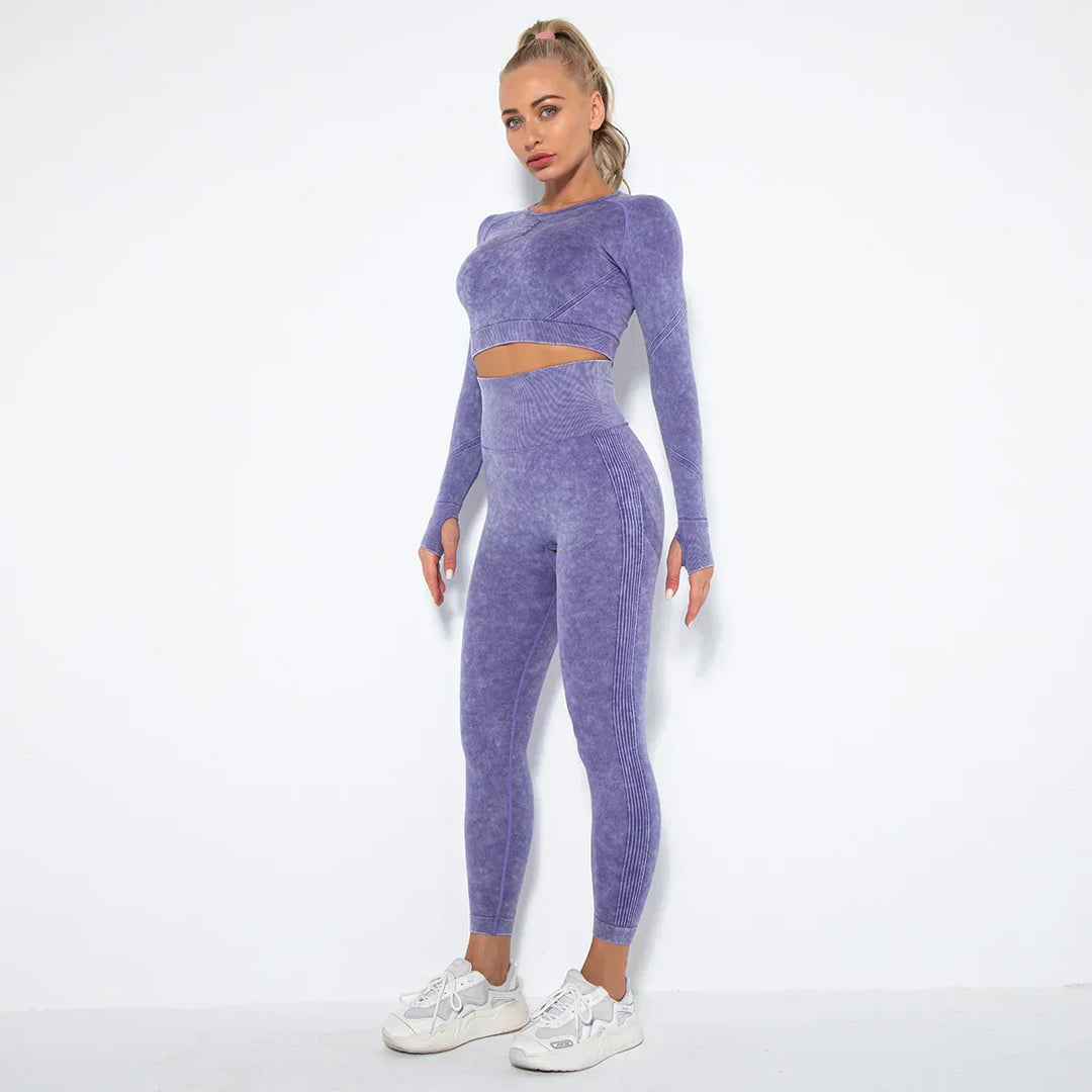 Seamless Women's Yoga Set with Cropped Top - Nova-Purple-M-Nora Luxe