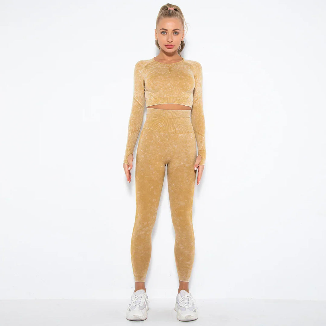 Seamless Women's Yoga Set with Cropped Top - Nova-Yellow-M-Nora Luxe