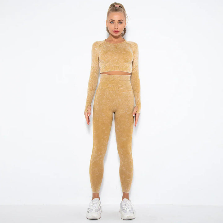 Seamless Women's Yoga Set with Cropped Top - Nova-Yellow-M-Nora Luxe