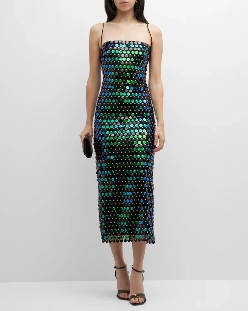 Sequin dress for a Sparkling Evening Look - Amira-Green-S-The Livary