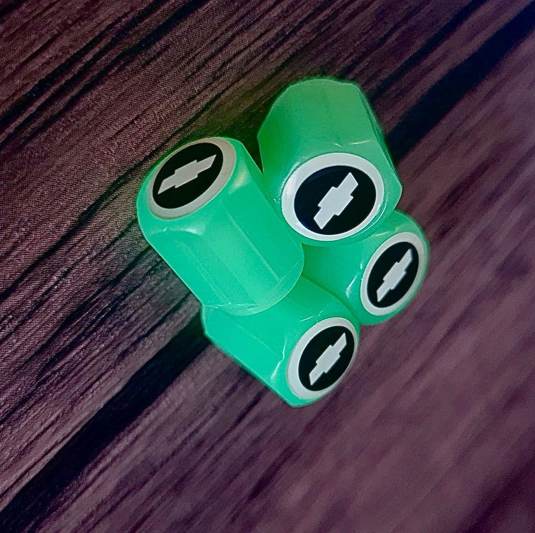 Set of 4 Glow-in-the-Dark Valve Caps with Logo – LuxaGlow-Chevrolet-Nora Luxe