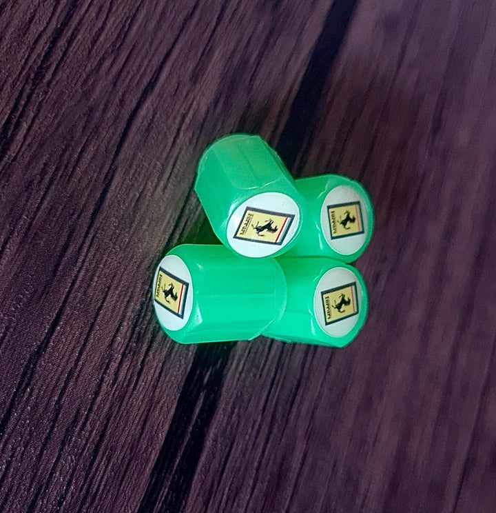 Set of 4 Glow-in-the-Dark Valve Caps with Logo – LuxaGlow-Ferrari-Nora Luxe