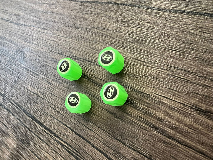 Set of 4 Glow-in-the-Dark Valve Caps with Logo – LuxaGlow-Hyiundai-Nora Luxe