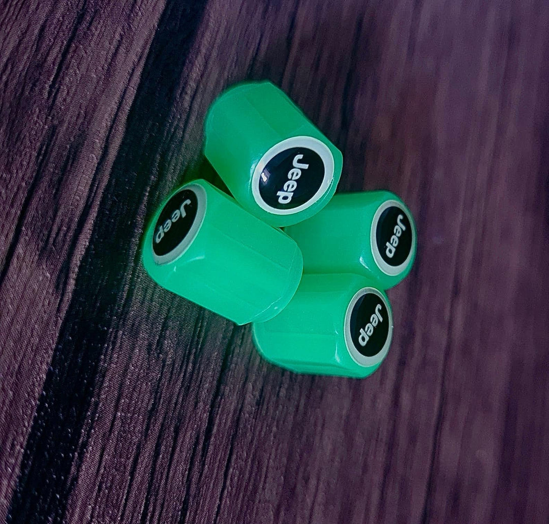 Set of 4 Glow-in-the-Dark Valve Caps with Logo – LuxaGlow-Jeep-Nora Luxe