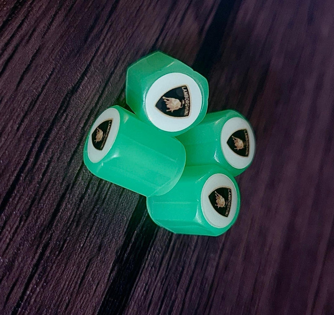 Set of 4 Glow-in-the-Dark Valve Caps with Logo – LuxaGlow-Lamborghini-Nora Luxe