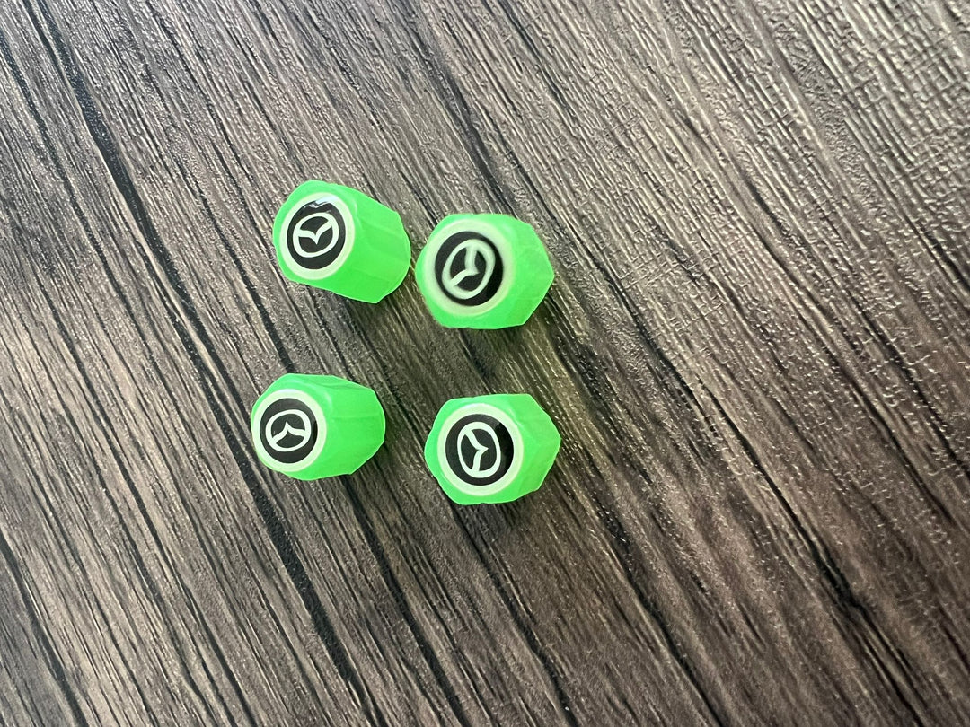 Set of 4 Glow-in-the-Dark Valve Caps with Logo – LuxaGlow-Mazda-Nora Luxe