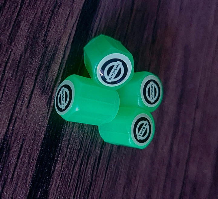 Set of 4 Glow-in-the-Dark Valve Caps with Logo – LuxaGlow-Nissan-Nora Luxe