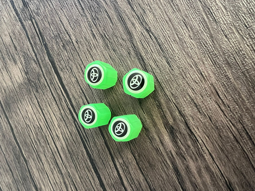 Set of 4 Glow-in-the-Dark Valve Caps with Logo – LuxaGlow-Toyota-Nora Luxe