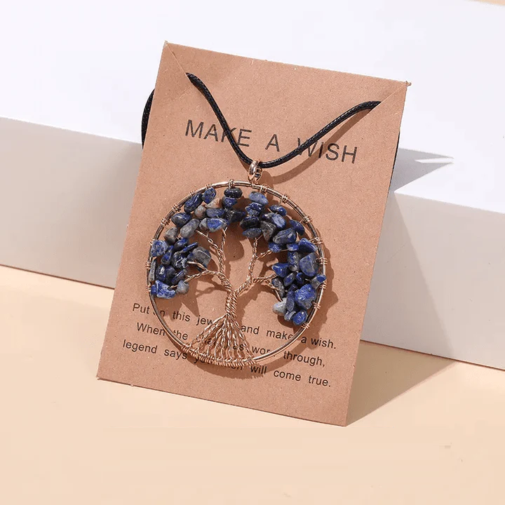 Seven Chakras Tree of Life Necklace | Spiritual Jewellery-LAPIS LAZULI-Nora Luxe