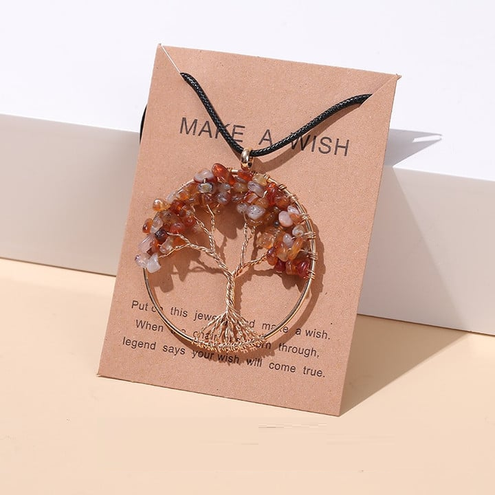 Seven Chakras Tree of Life Necklace | Spiritual Jewellery-RED AGATE-Nora Luxe
