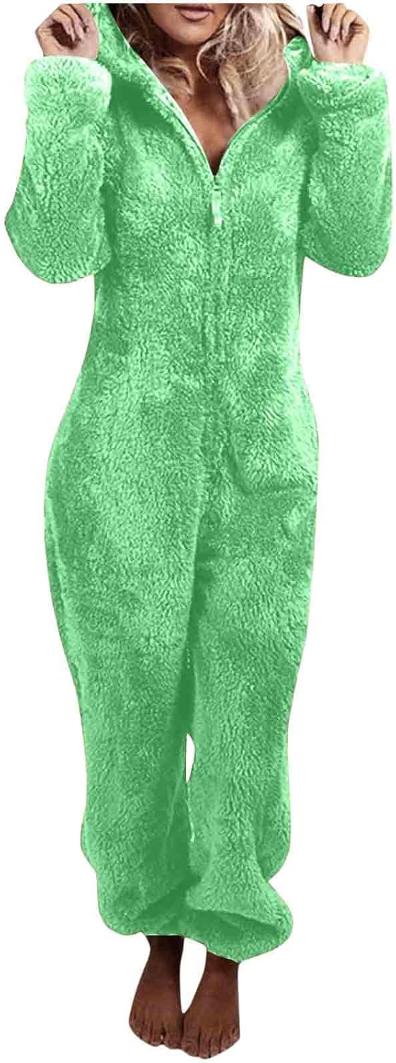 Sherpa Fuzzy Onesie with Hood - CozyCat-Mint Green Limited-S-Nora Luxe