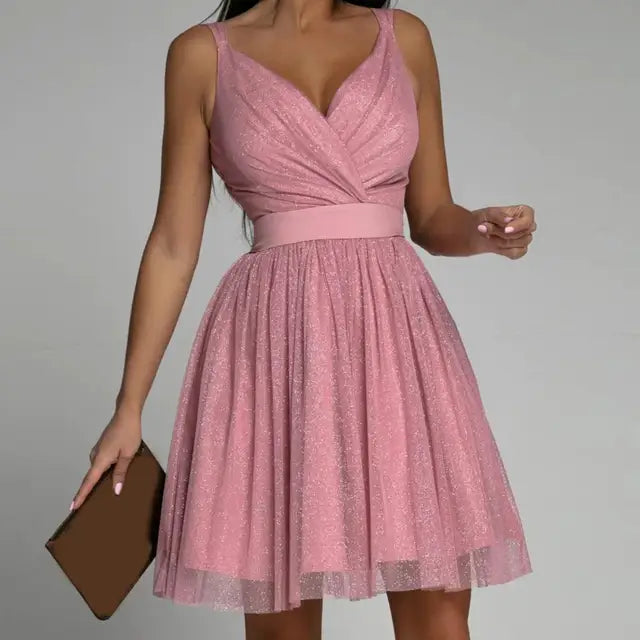 Shimmering Sequin Party Dress - Seraphina-Pink-XS-Nora Luxe
