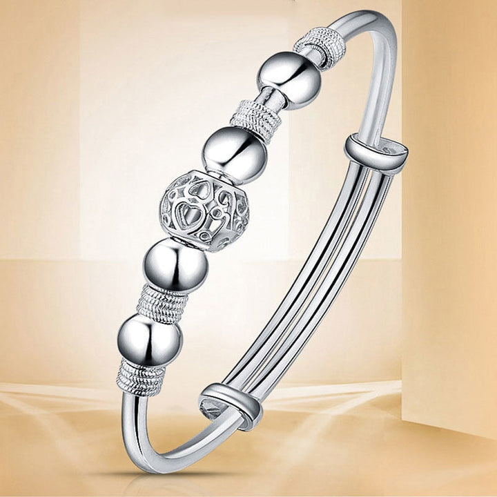 SHIMMERING SILVER LUCK BEAD BRACELET-Nora Luxe