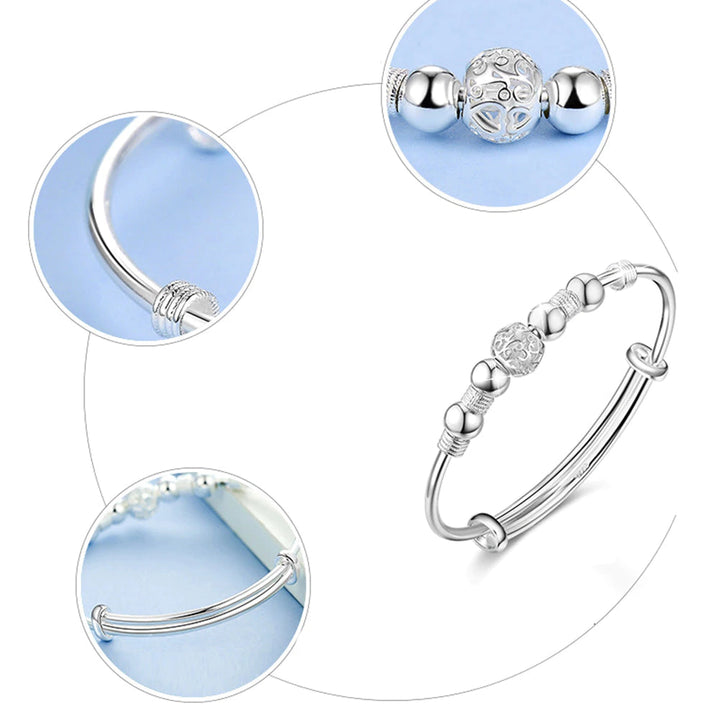 SHIMMERING SILVER LUCK BEAD BRACELET-Nora Luxe