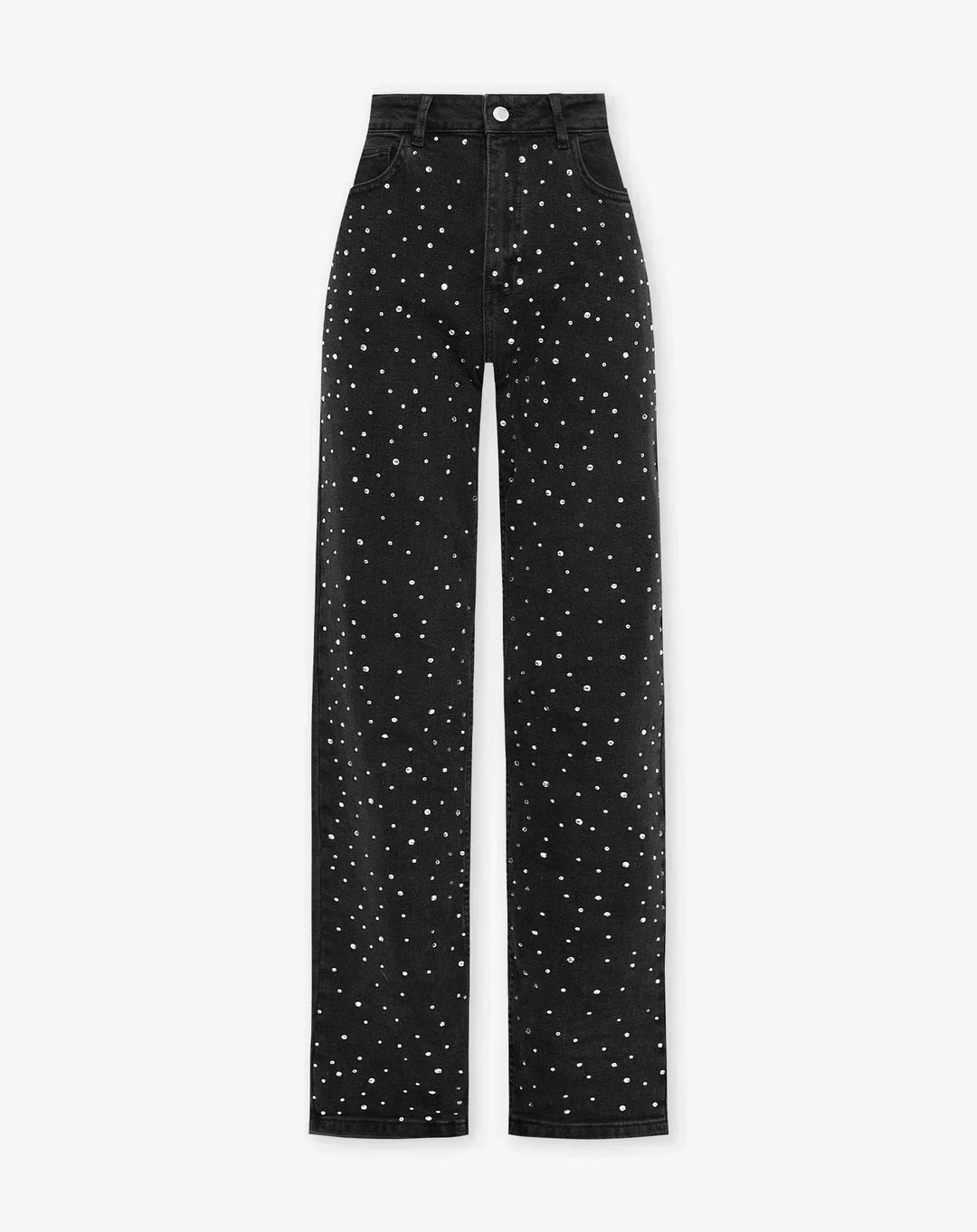 Shiny Denim Jeans - StarStruck-S-Black Shiny Pearls-Nora Luxe