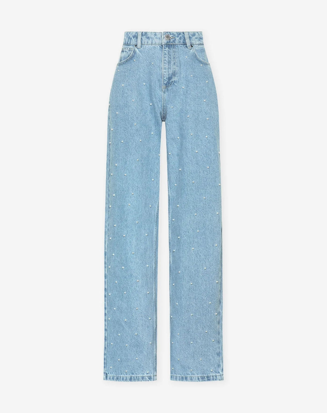 Shiny Denim Jeans - StarStruck-S-Light Blue Pearls-Nora Luxe
