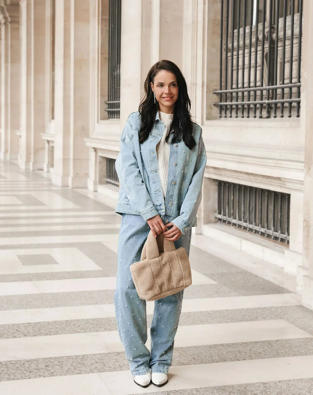 Shiny Denim Jeans - StarStruck-S-Light Blue Striped-Nora Luxe
