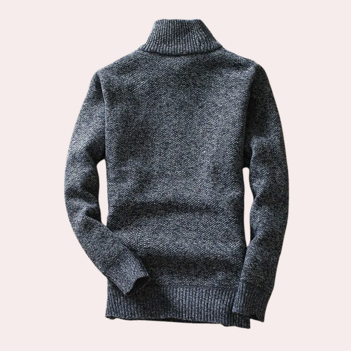 Shizley - Men's Sweater with High Neck and Zip Closure-Dark gray-S-Nora Luxe