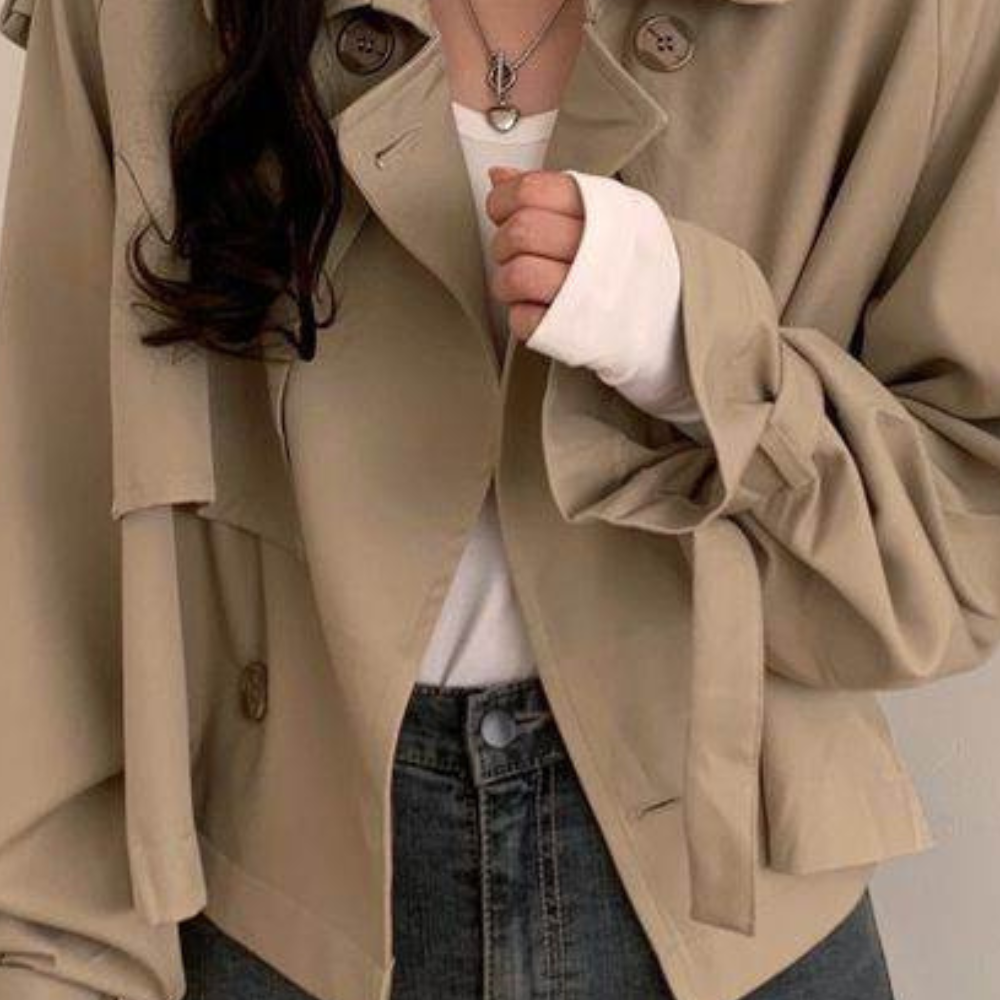 Short Ladies' Coat with a Modern Look - Sienna-Khaki-Nora Luxe