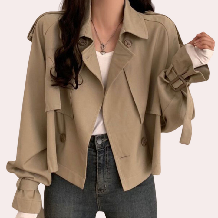 Short Ladies' Coat with a Modern Look - Sienna-Khaki-Nora Luxe