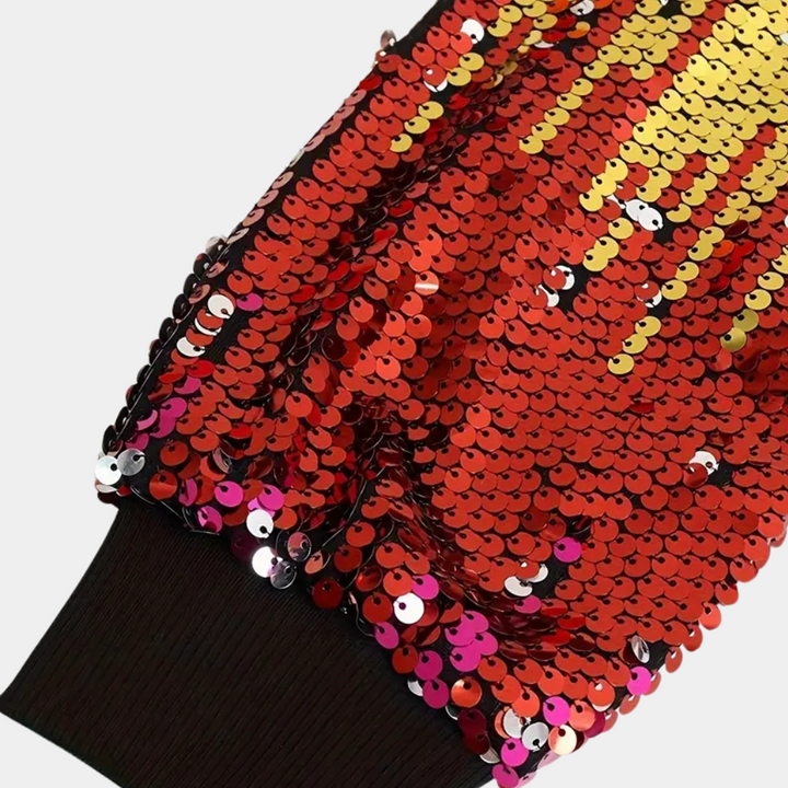 Short Ladies' Coat with Shiny Sequins - Livia-XS-Nora Luxe