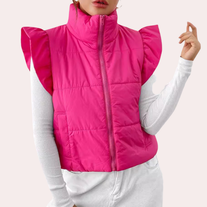 Short Padded Women's Gilet - Romy-Pink-XS-Nora Luxe