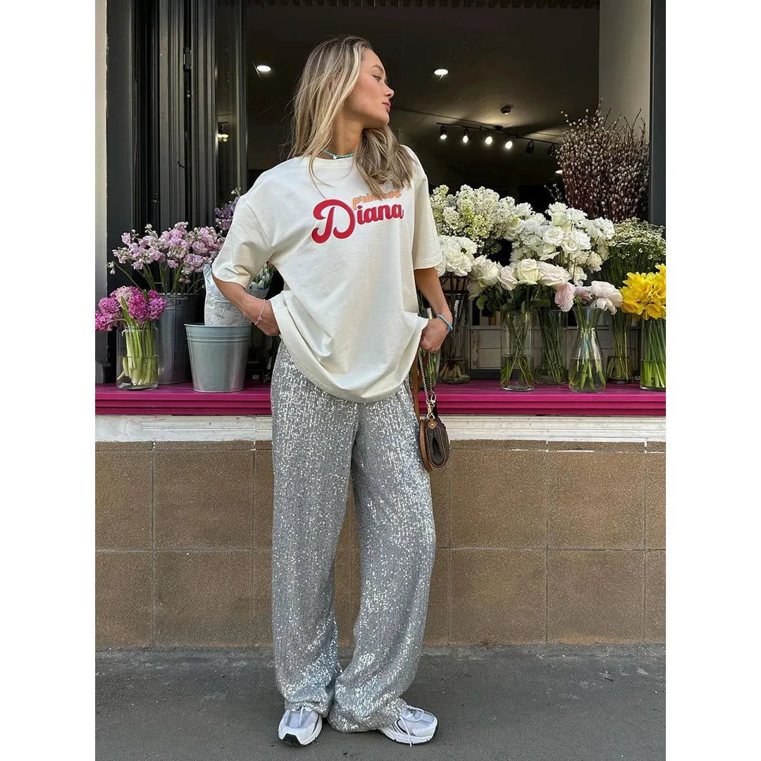 Silky Smooth Sequin Trousers - Luna-Gold-36-Nora Luxe