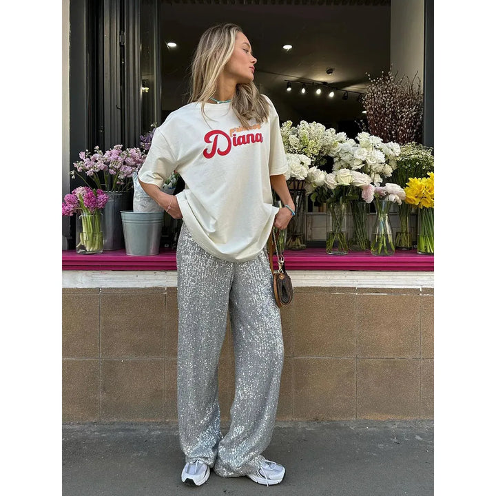 Silky Smooth Sequin Trousers - Luna-Gold-36-Nora Luxe