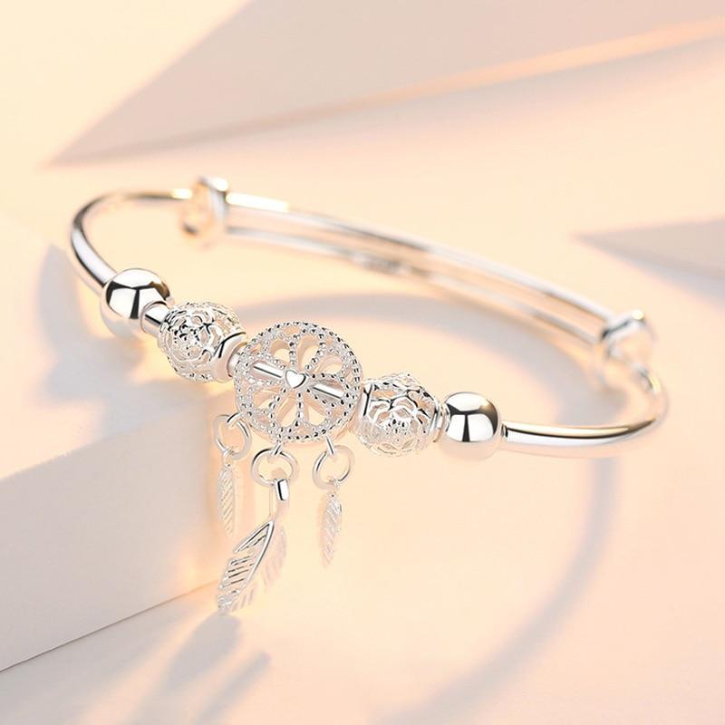 Silver Adjustable Dreamcatcher Bracelet - Aiyana-Nora Luxe