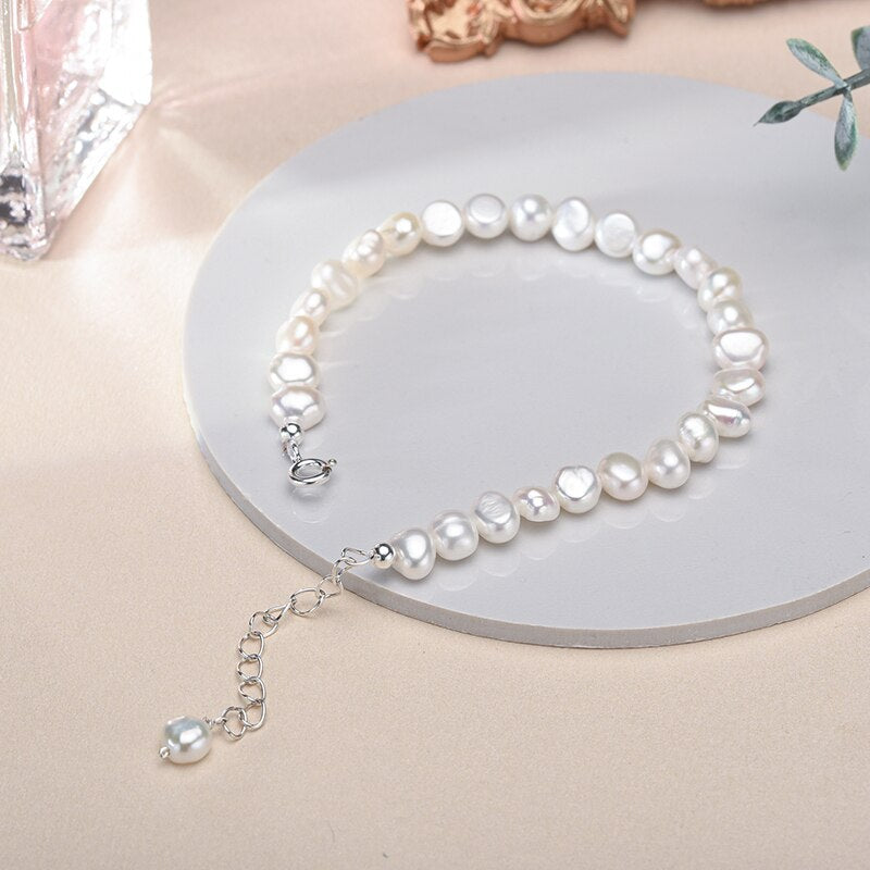Silver Bracelet with Freshwater Pearls | Timeless Charm Collection-Nora Luxe
