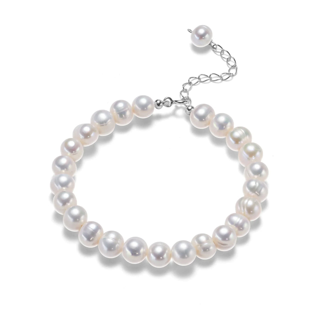 Silver Bracelet with Freshwater Pearls | Timeless Charm Collection-Nora Luxe