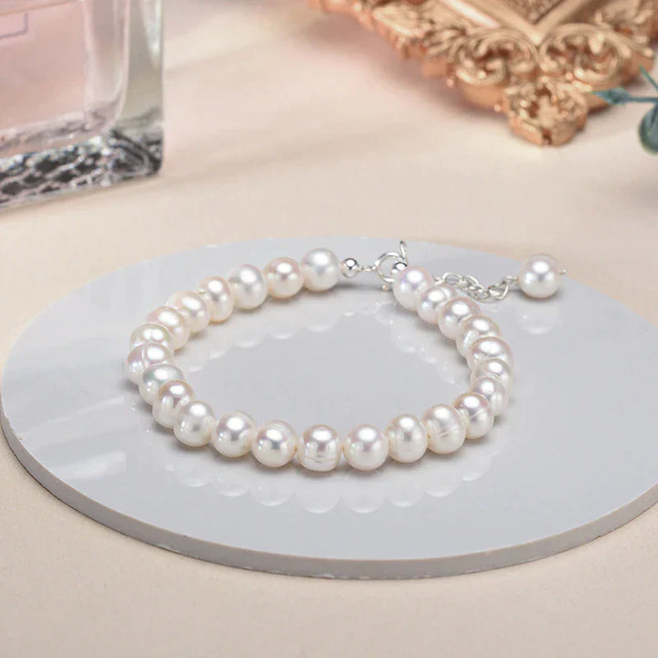 Silver Bracelet with Freshwater Pearls | Timeless Charm Collection-Nora Luxe