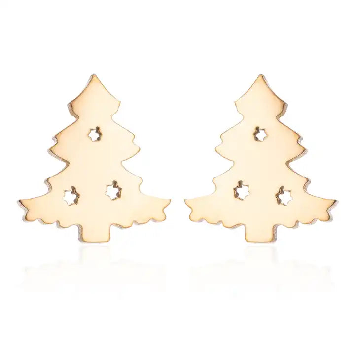 Silver Christmas Stud Earrings | Festive Women's Jewellery-CHRISTMAS TREE-GOLD-Nora Luxe