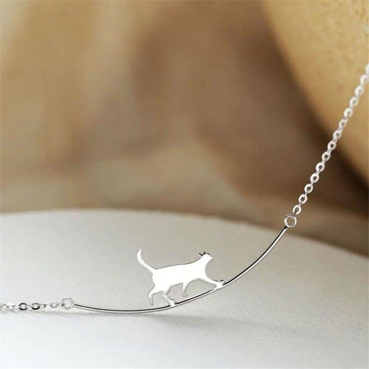 Silver Climbing Cat Necklace - Felina-Nora Luxe
