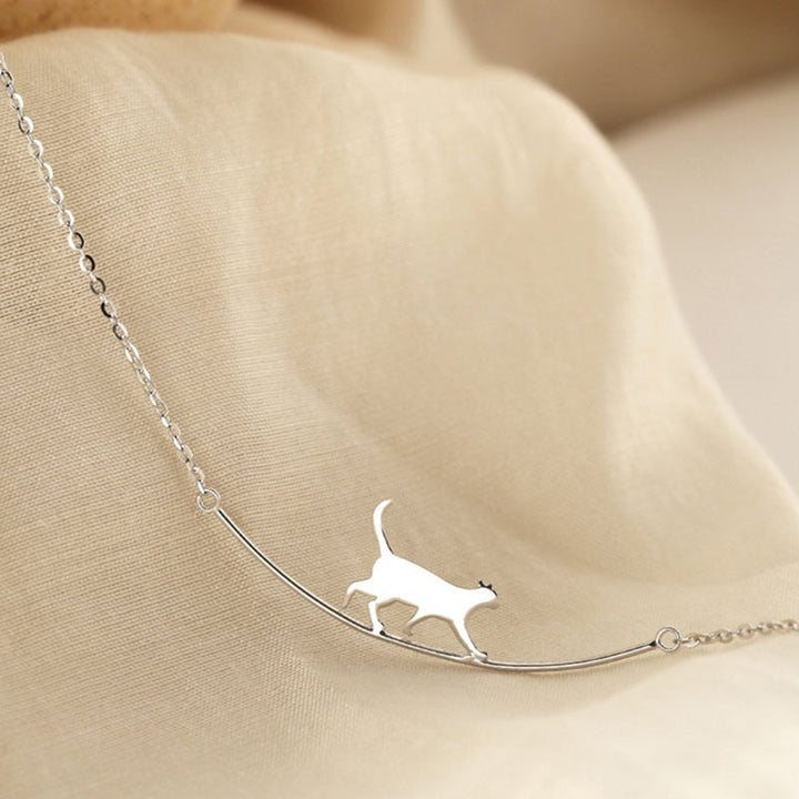 Silver Climbing Cat Necklace - Felina-Nora Luxe
