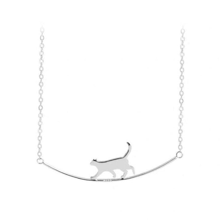 Silver Climbing Cat Necklace - Felina-Nora Luxe